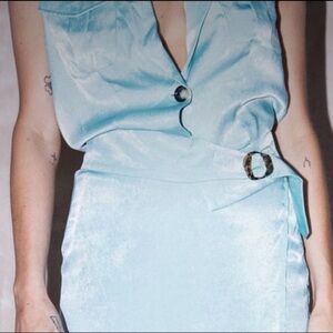 ASOS Never Fully Dressed Harper Teal Shimmer Buckle Accent Sleeveless Top NEW XL